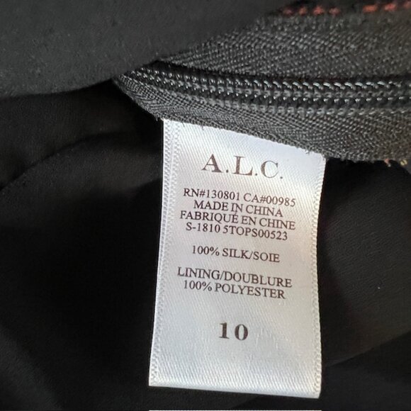 A.L.C. Silk Floral Twist-Front Blouse Black Multicolor Long Sleeve Size 10 - Picture 10 of 10